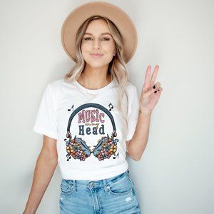 Music In My Head Floral T-shirt Music Lover Shirt